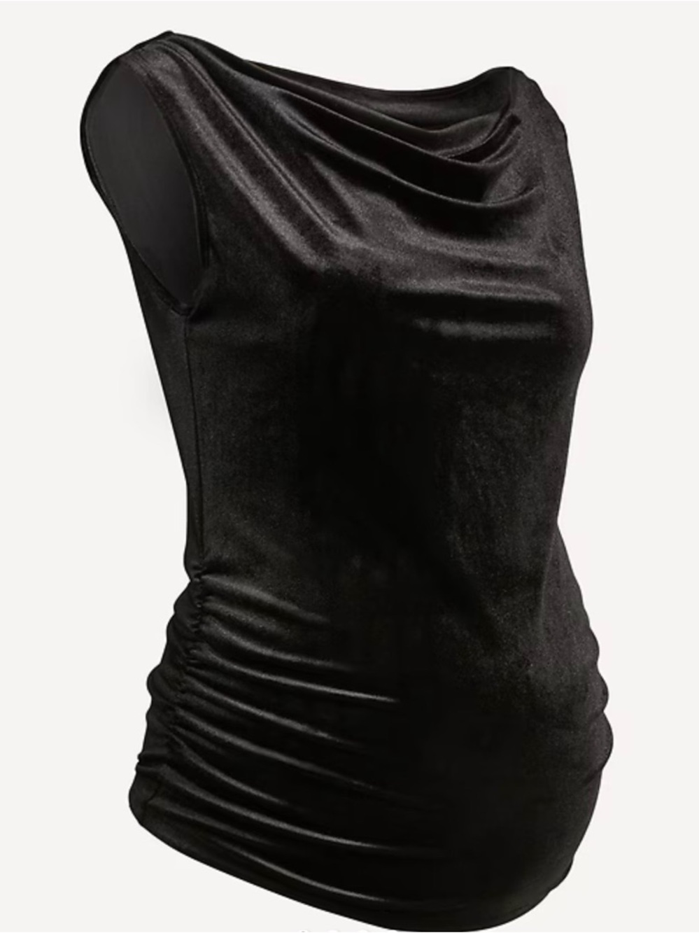 Sleek Black Draped Maternity Sleeveless Top